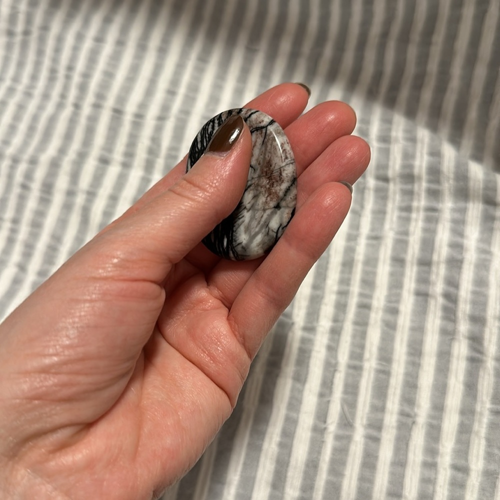 Unique Black and White Worry Stone, Thumb Stone - Picture 5 of 5
